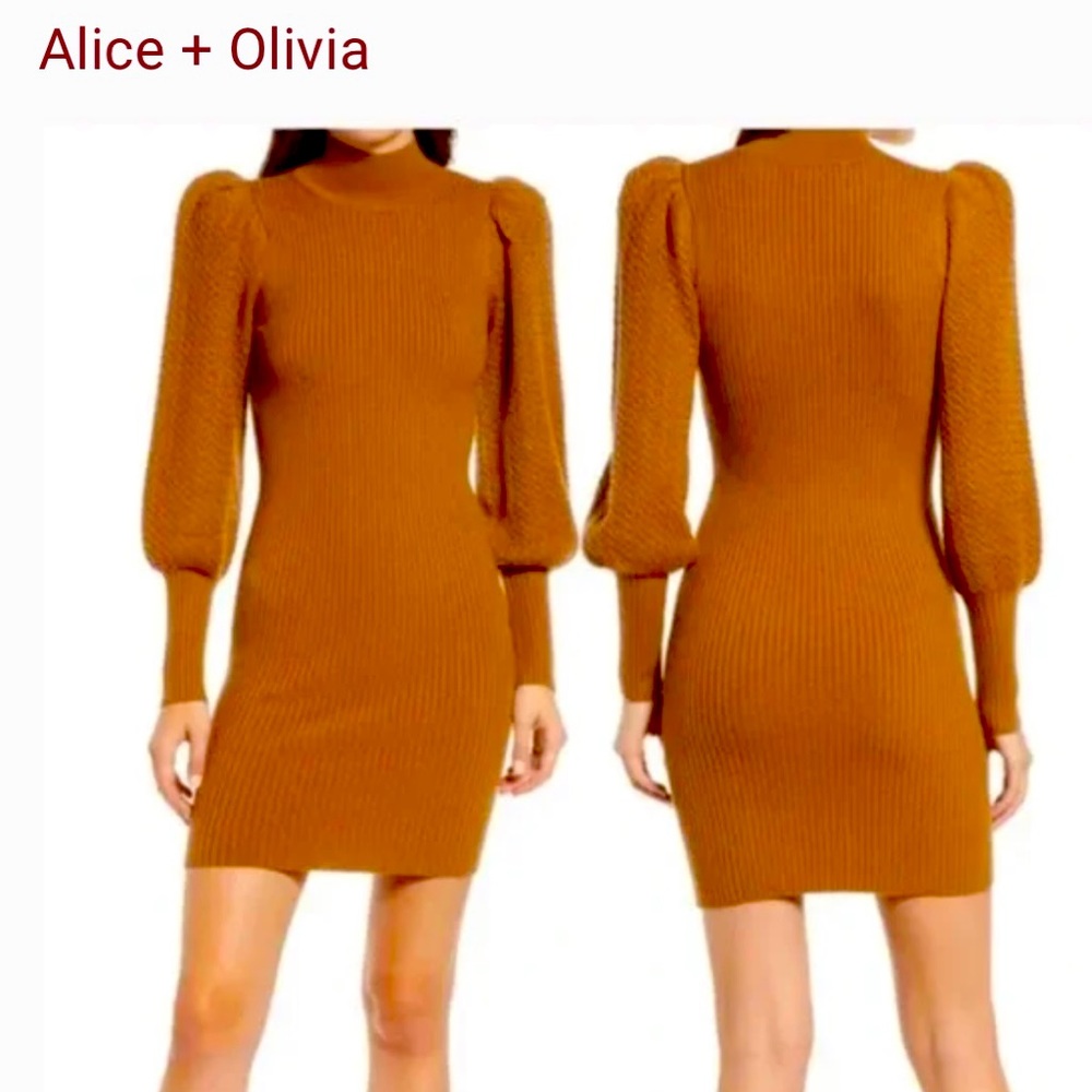 Alice + Olivia Long Sleeve Dress in Rust